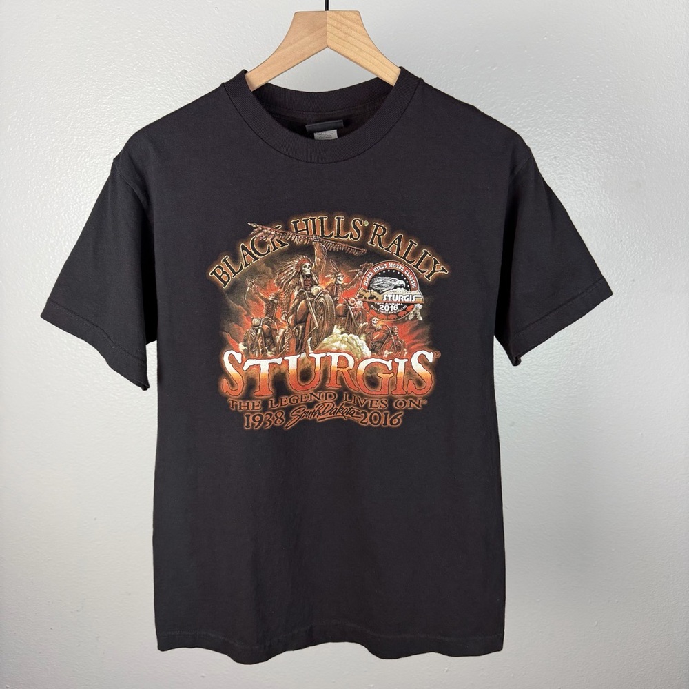 2016 Sturgis Motorcycle Rally Biker Double Sided Skull Reaper Y2K Size Medium